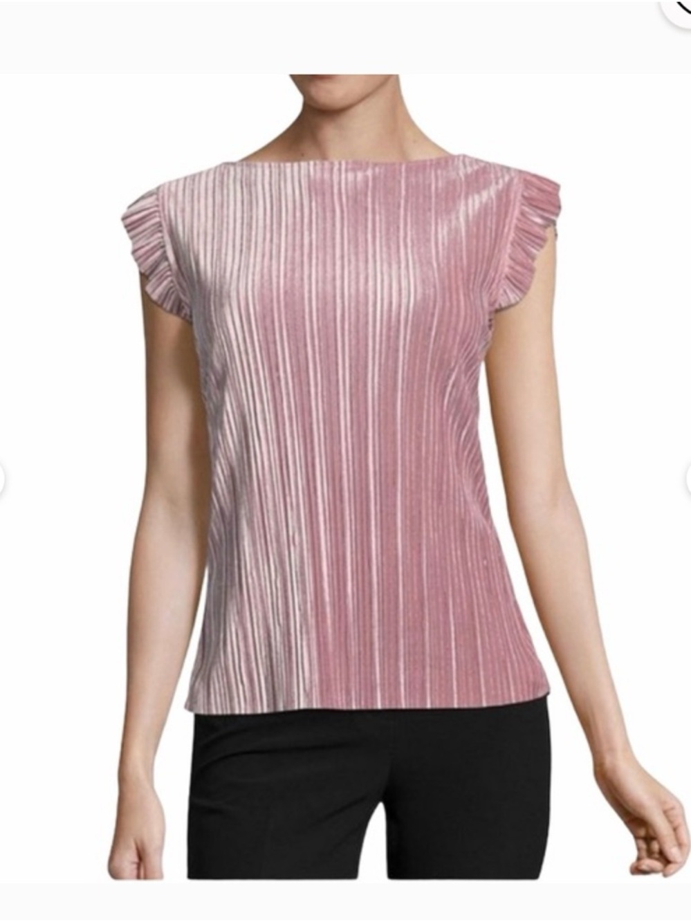 Worthington Pleated Flutter-Sleeve Top in Dusty Rose